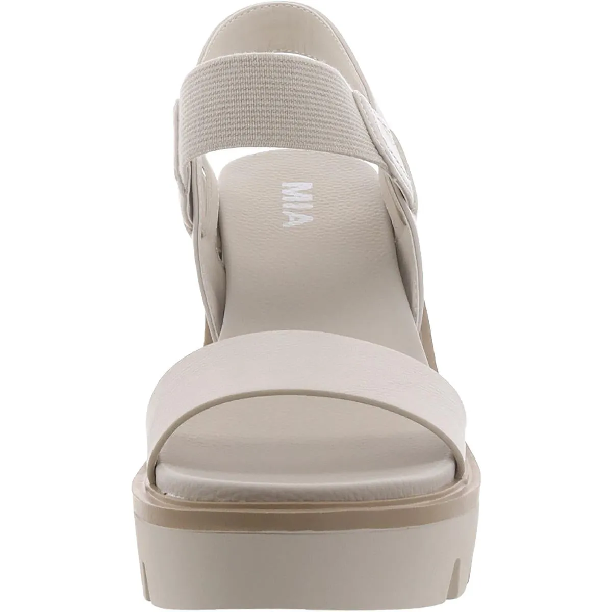 Elamul Womens Faux Leather Stretch Wedge Sandals