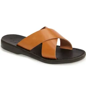 Elan Slide Sandal In Black / Tan
