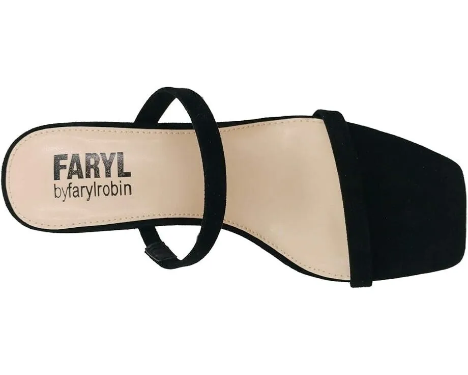 FARYL by Farylrobin Analisa Sandals Womens Black Suede Slip On Block Heel KHD863