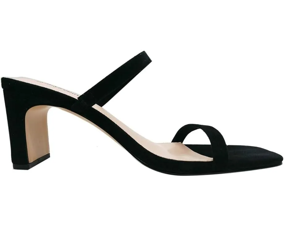 FARYL by Farylrobin Analisa Sandals Womens Black Suede Slip On Block Heel KHD863