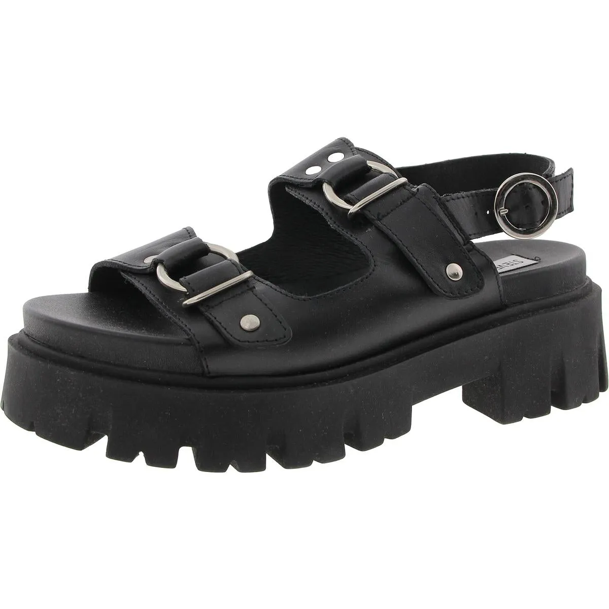 Garrick Womens Adjustable Leather Platform Sandals