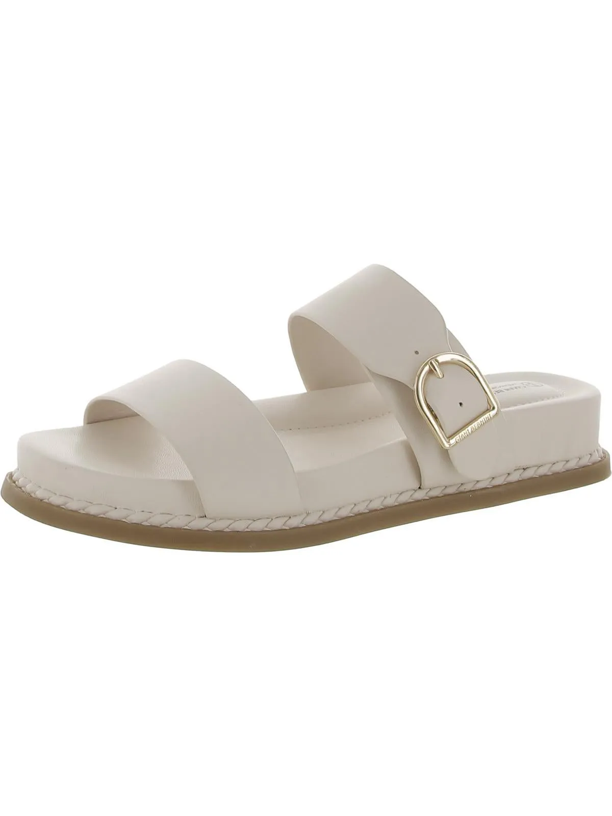 Gianaa Womens Faux Leather Slide Sandals