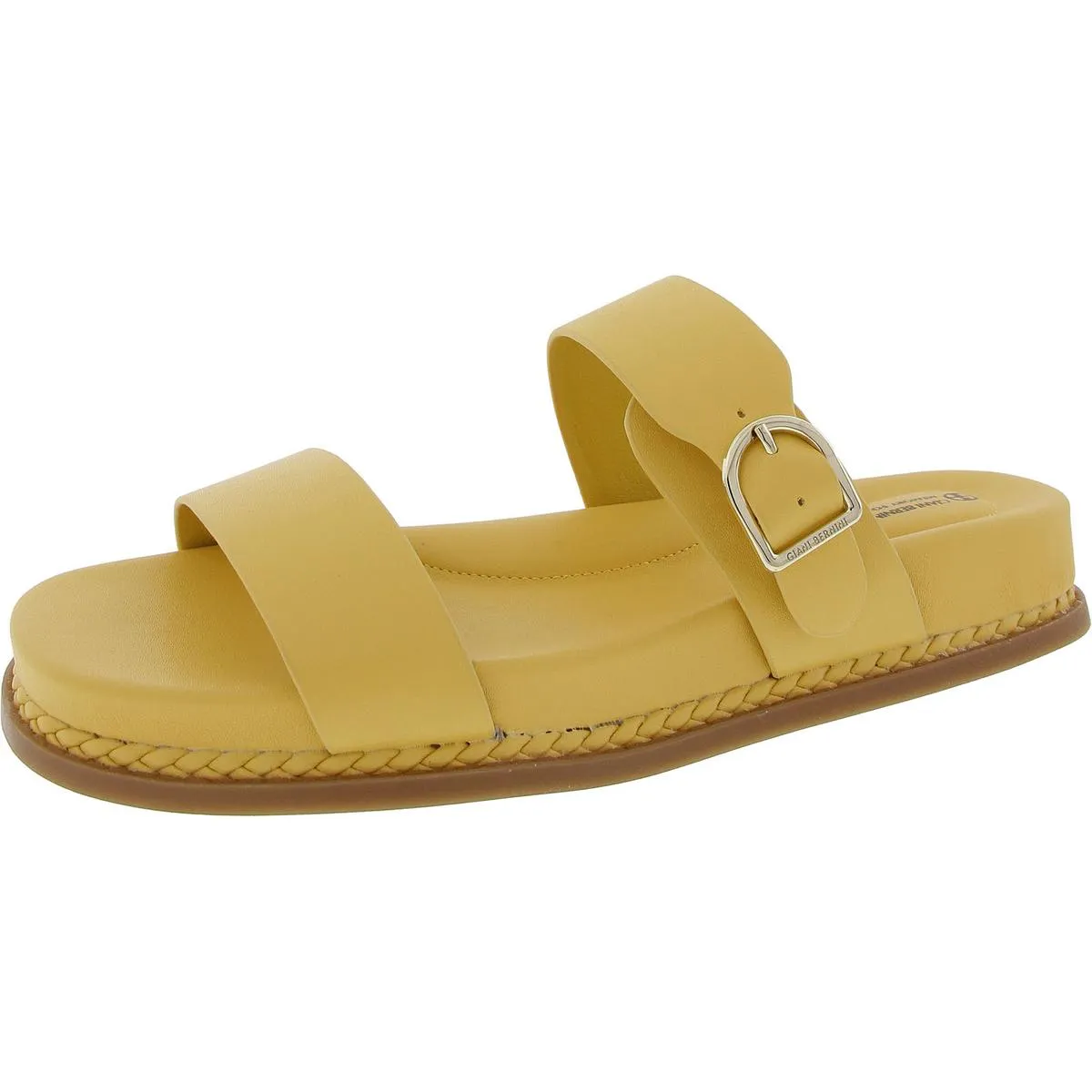 Gianaa Womens Faux Leather Slide Sandals