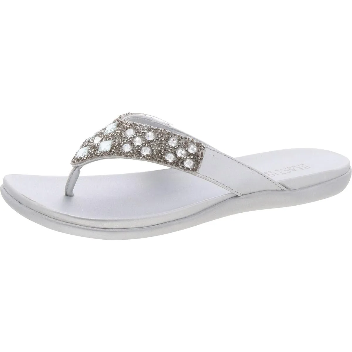 Glam-Athon Womens Faux Leather Thong Flip-Flops