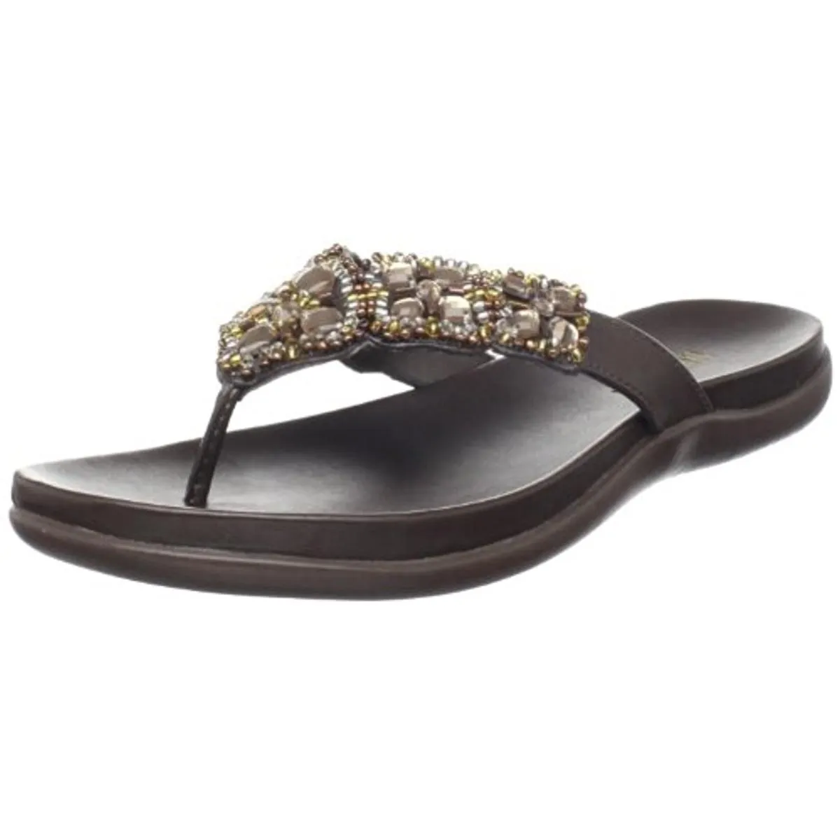 Glam-Athon Womens Faux Leather Thong Flip-Flops