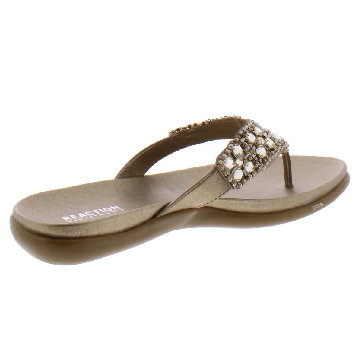 Glam-Athon Womens Faux Leather Thong Flip-Flops