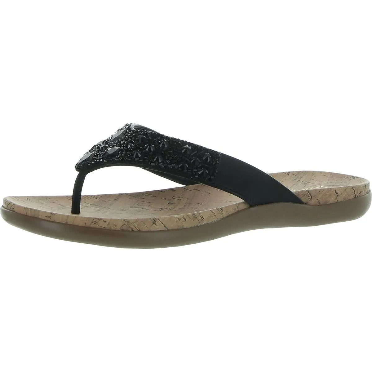 Glam-Athon Womens Faux Leather Thong Flip-Flops