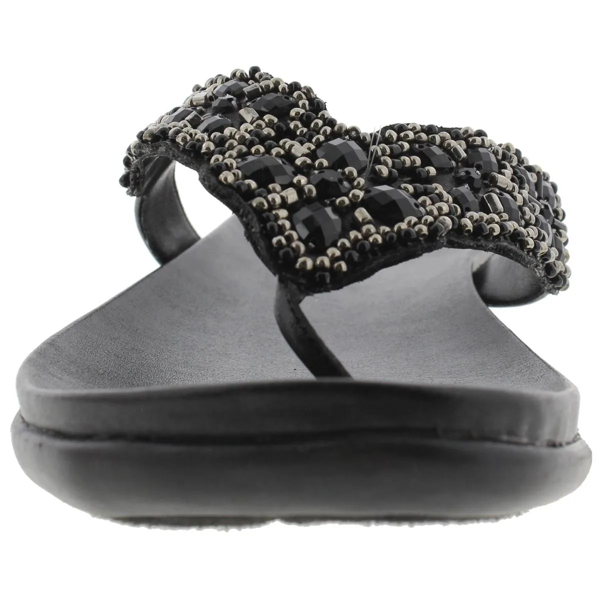 Glam-Athon Womens Faux Leather Thong Flip-Flops