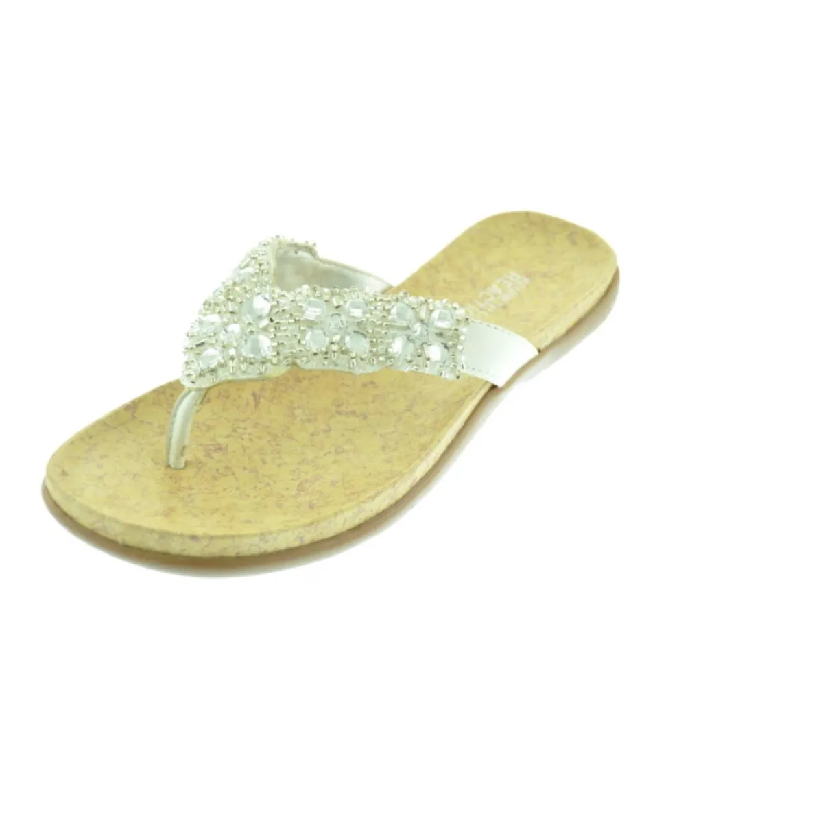 Glam-Athon Womens Faux Leather Thong Flip-Flops