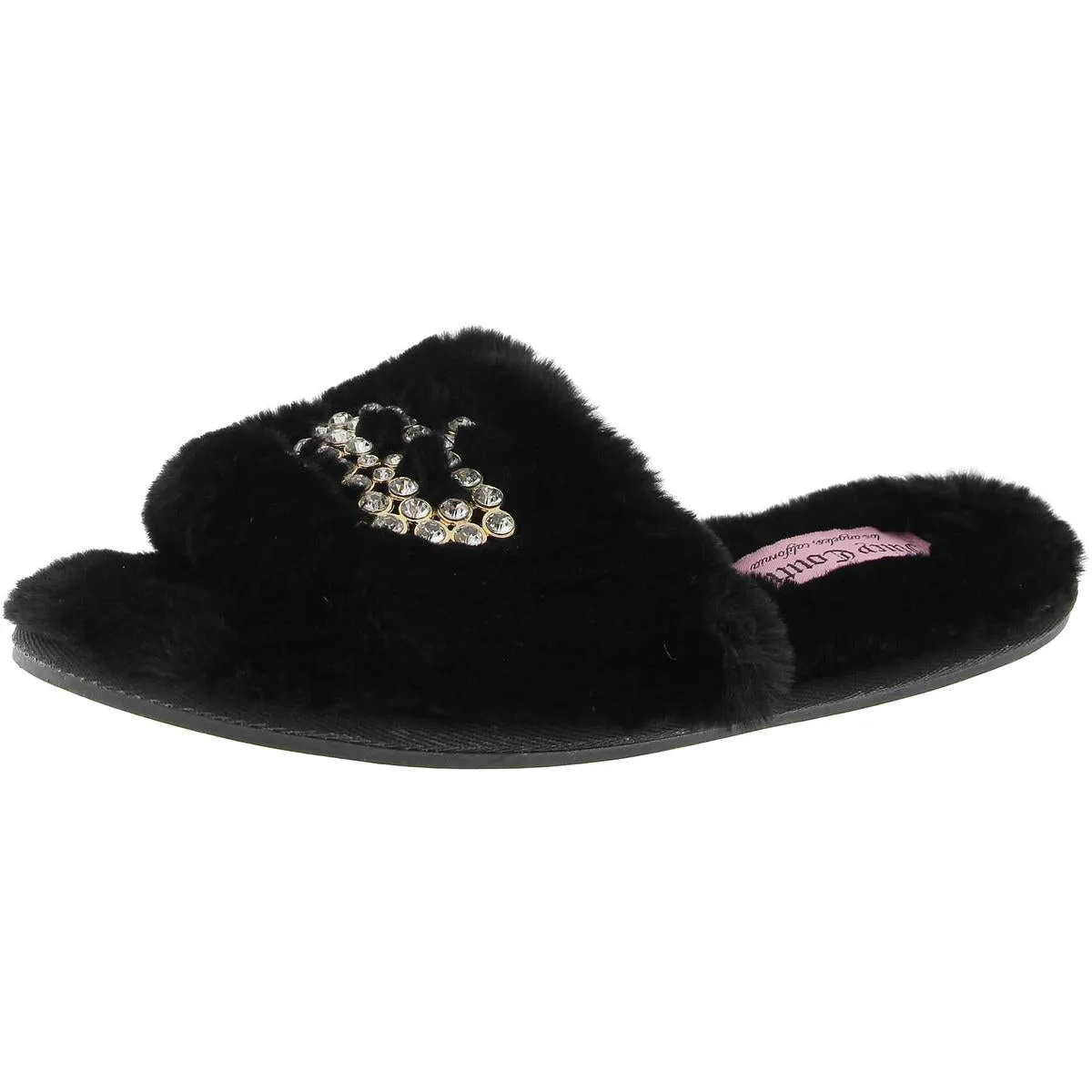 Gwenno Womens Embellished Faux Fur Slide Sandals