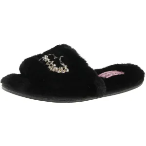 Gwenno Womens Embellished Faux Fur Slide Sandals