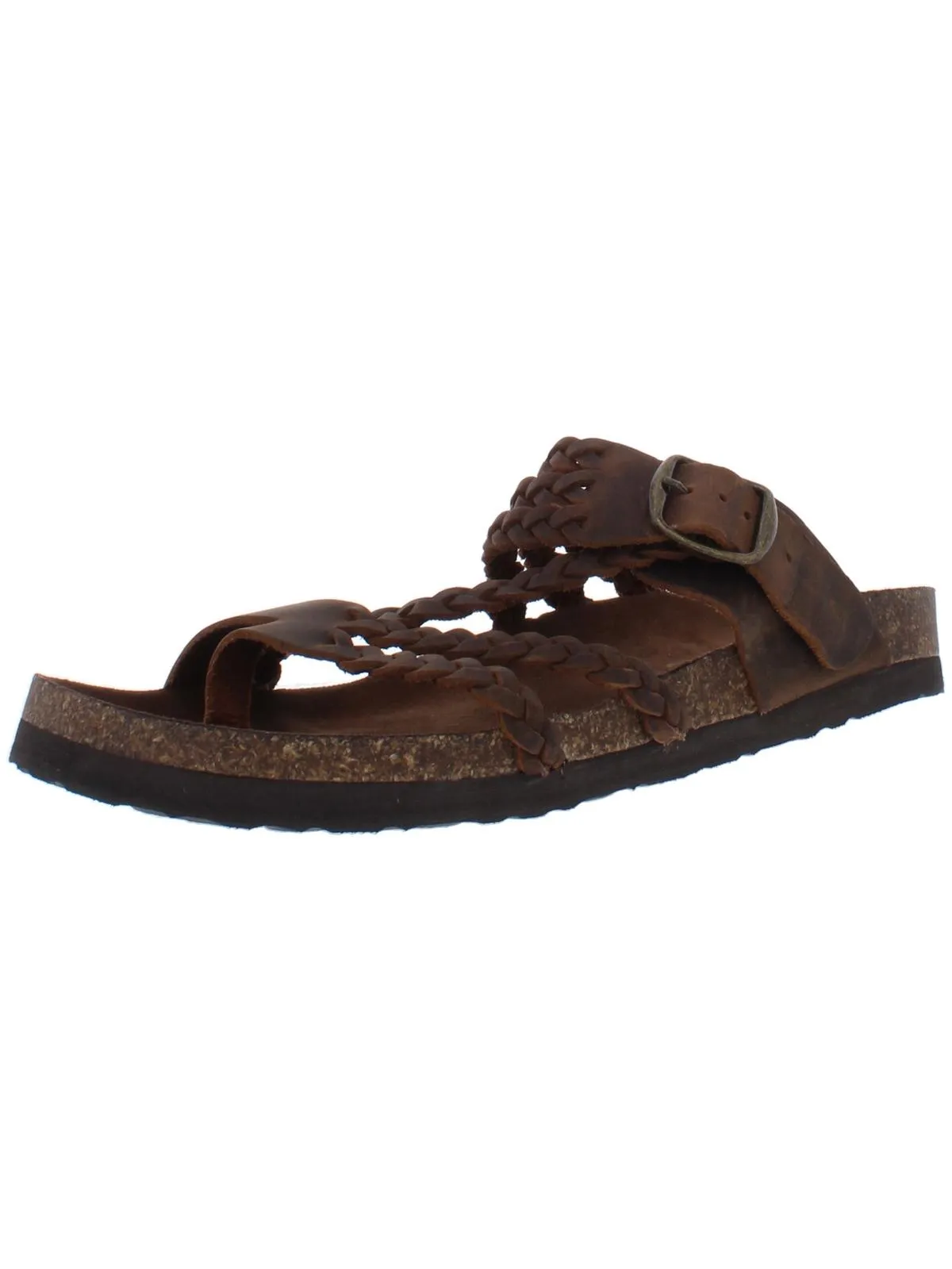 Hayleigh Womens Leather Slides Footbed Sandals