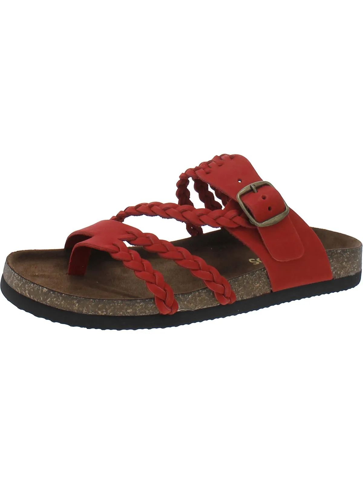 Hayleigh Womens Leather Slides Footbed Sandals
