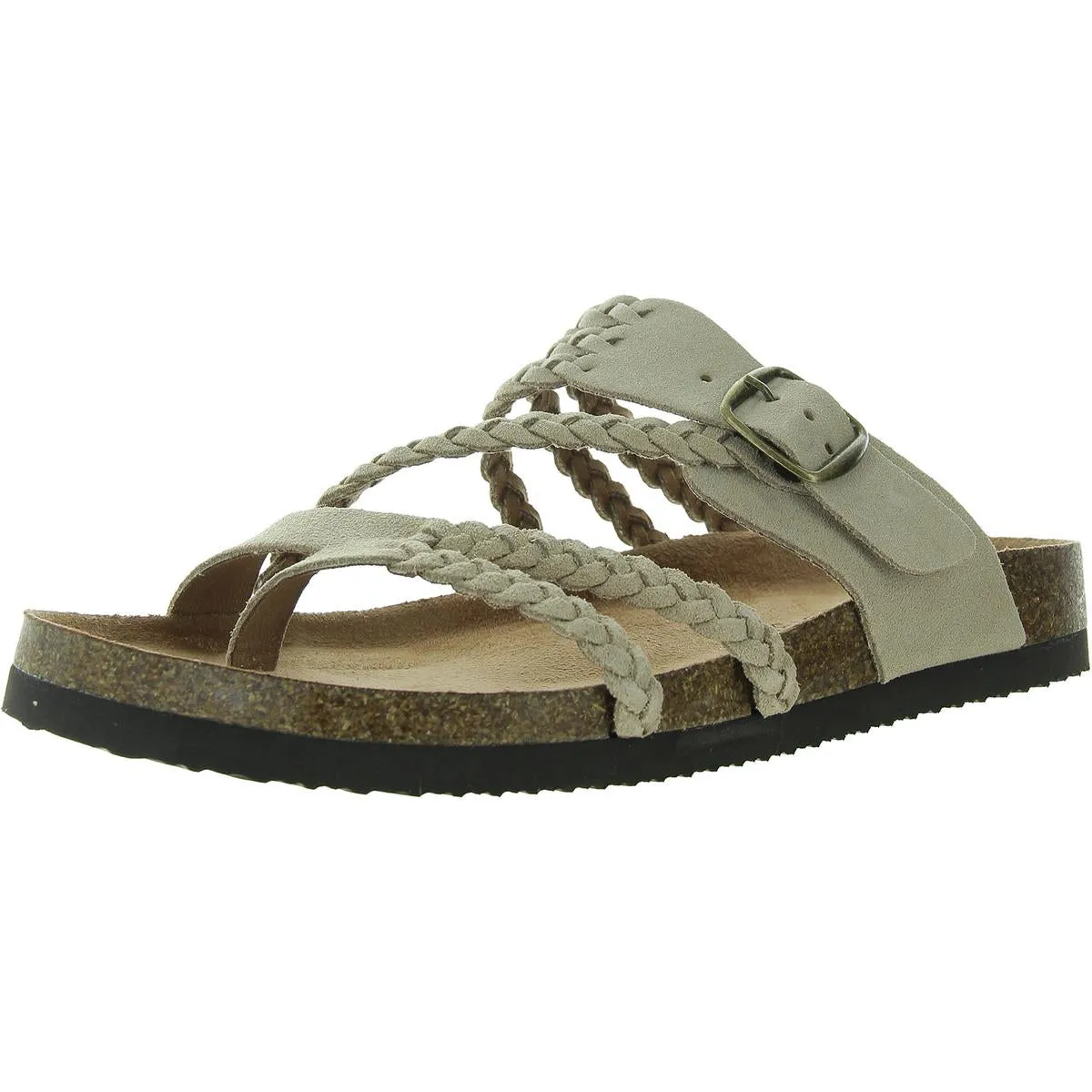 Hayleigh Womens Leather Slides Footbed Sandals