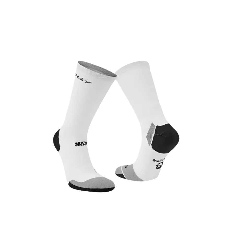 Hilly Marathon Fresh Crew Min Running Socks in White/Grey SS25