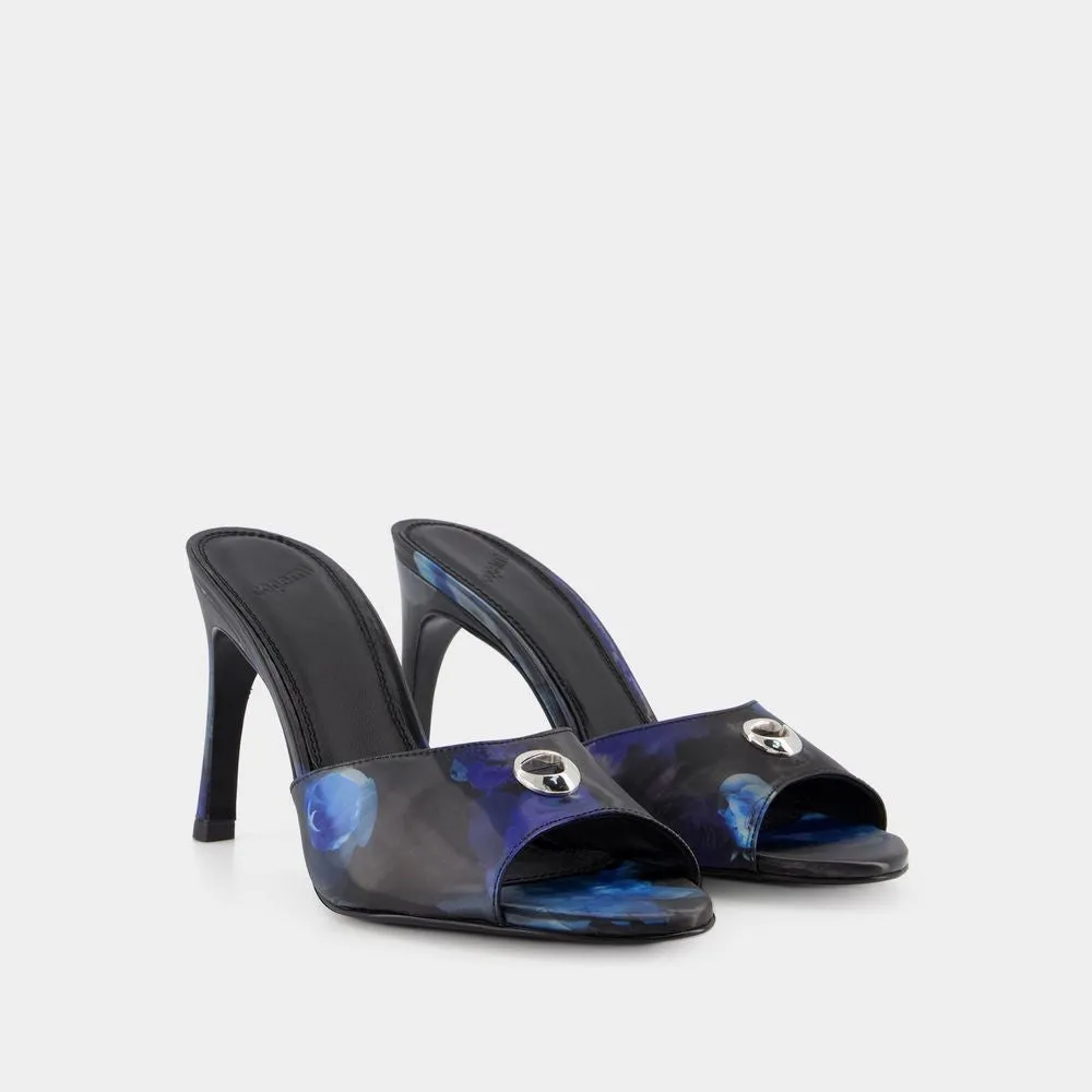 Holographic Logo Mules - Blue/Black - Vegan Leather