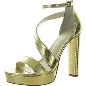 Iley Womens Faux Leather Ankle Strap Platform Sandals