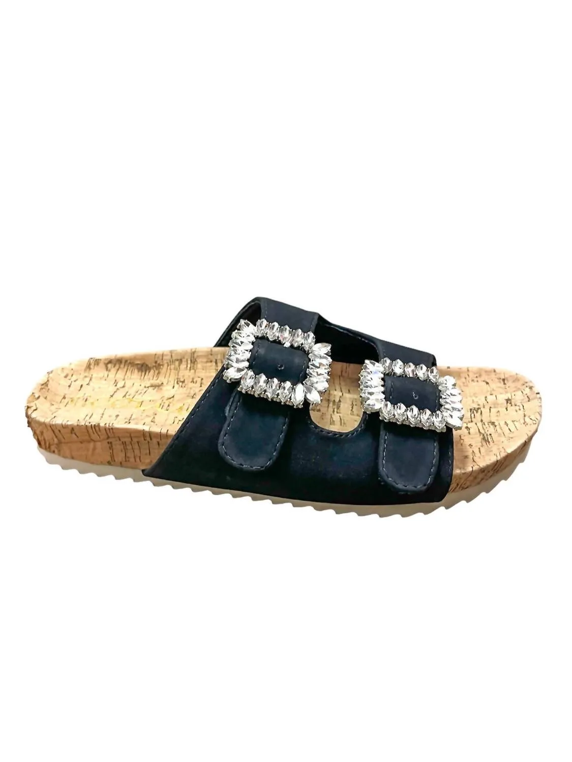 Jamie Rhinestone Slide Sandal In Black