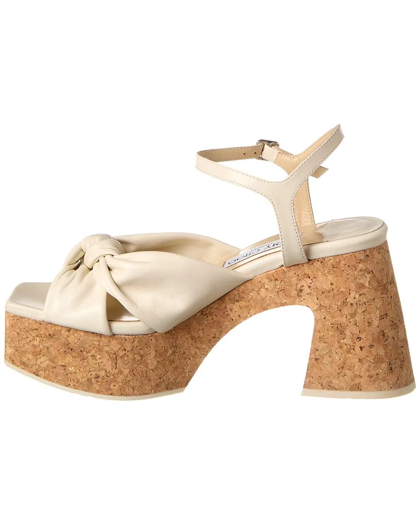 Jimmy Choo Heloise 95 Leather Wedge Sandal