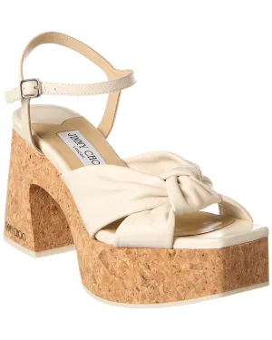 Jimmy Choo Heloise 95 Leather Wedge Sandal
