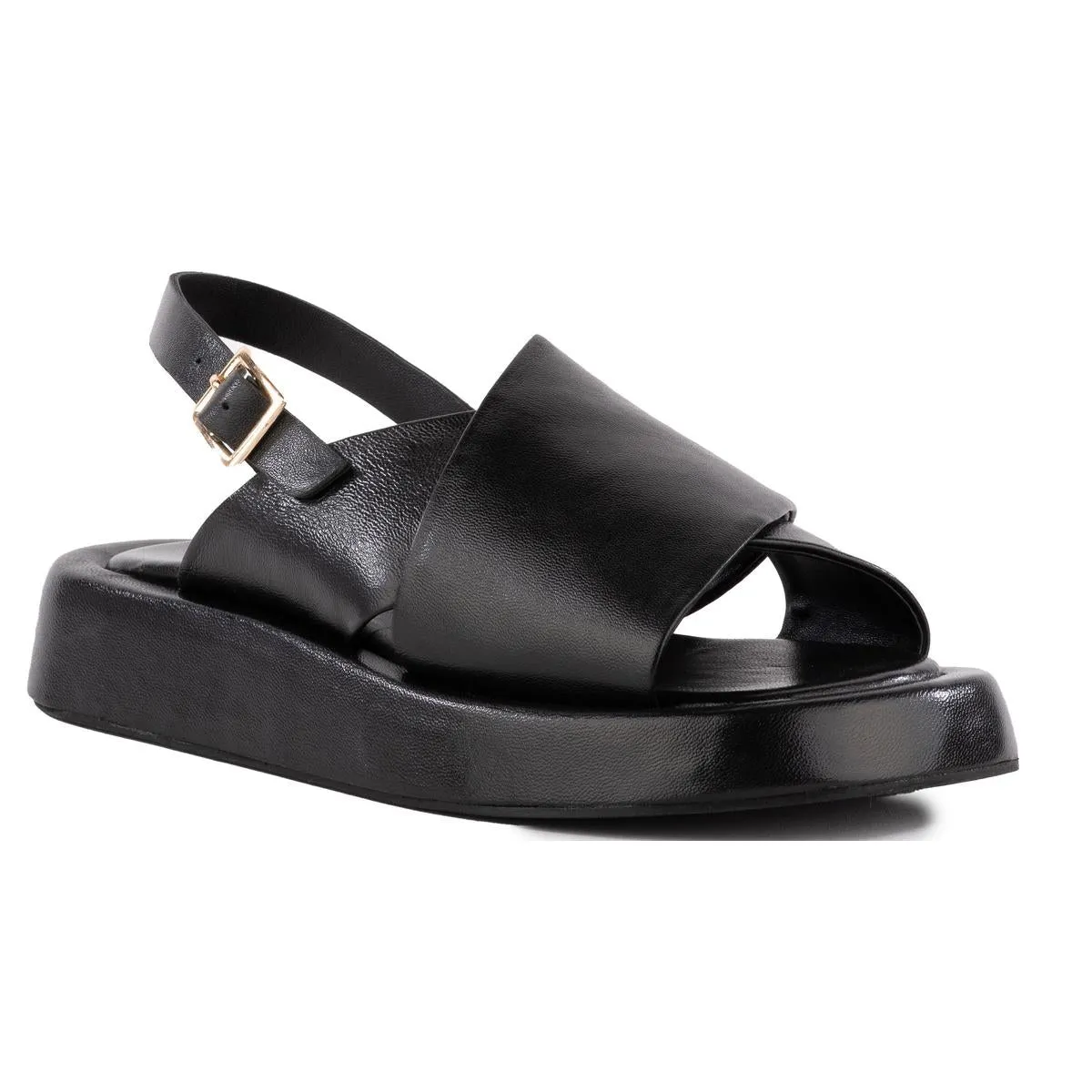 Just For Fun Womens Leather Ankle Slingback Sandals