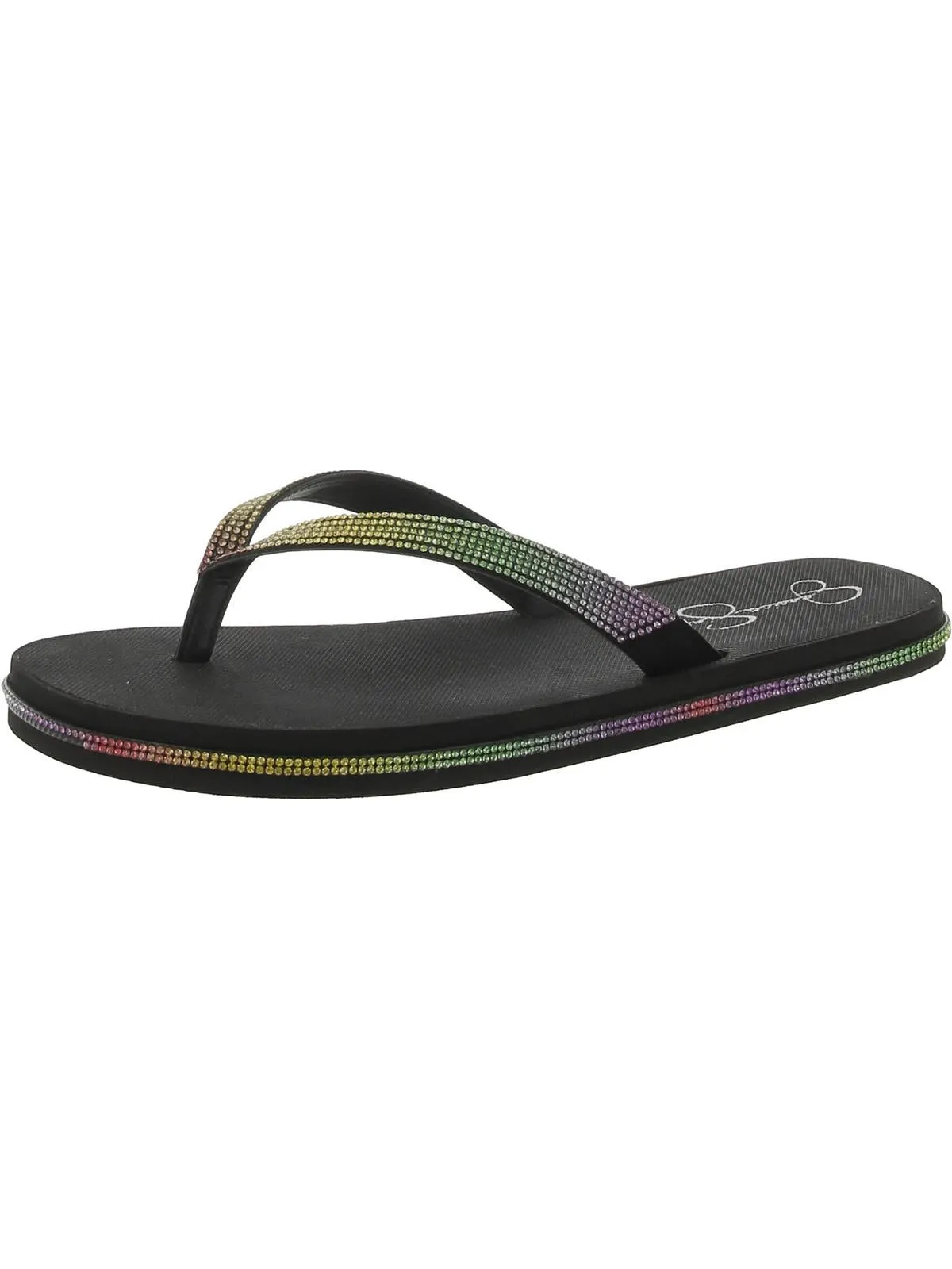 Kalouy Womens Rhinestone Man Made Thong Sandals