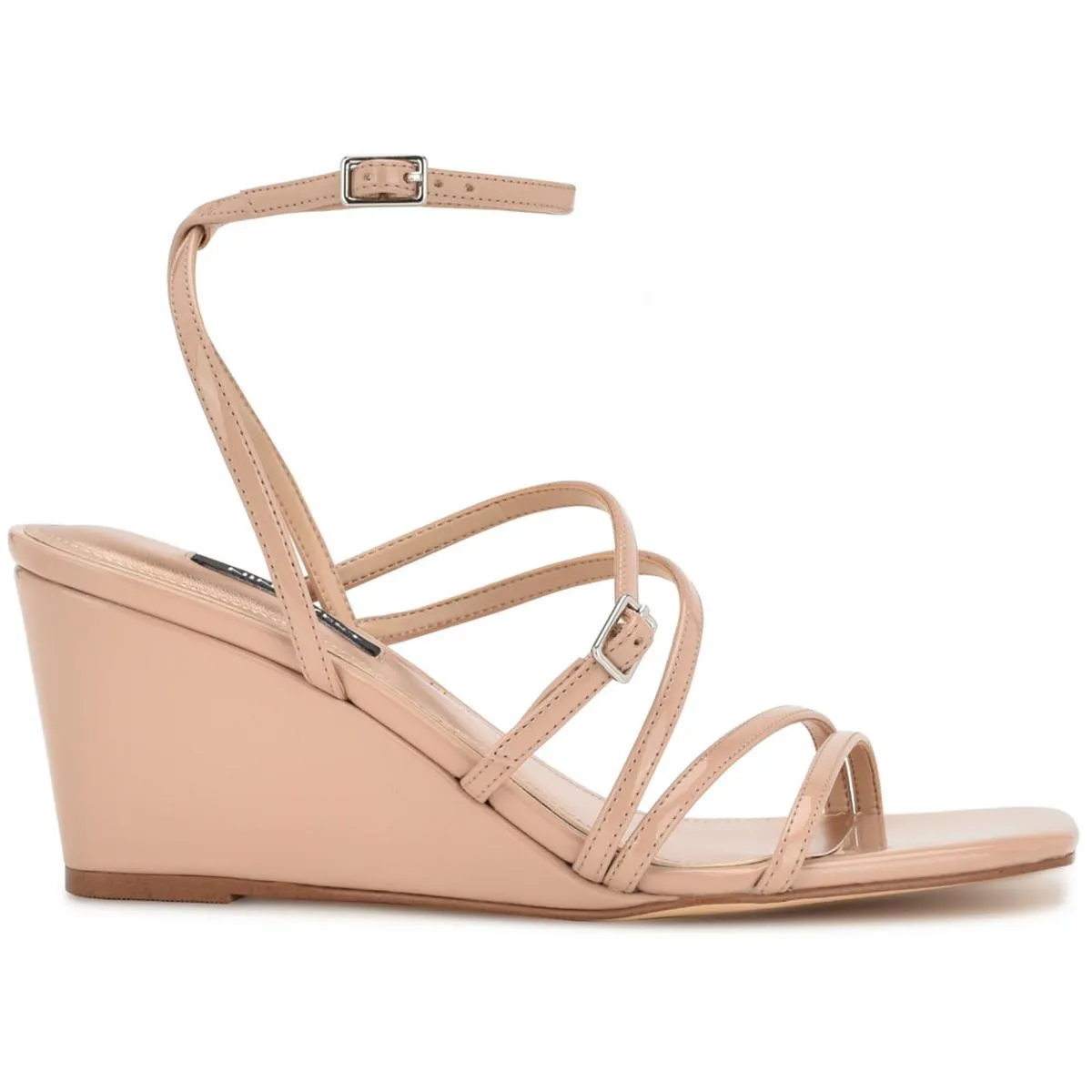 Keamer 3 Womens Patent Square Toe Wedge Sandals