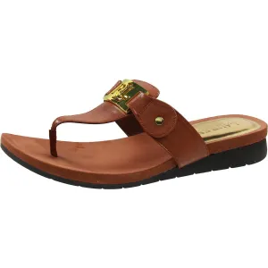 LAKIN Womens Logo Leather T-Strap Sandals