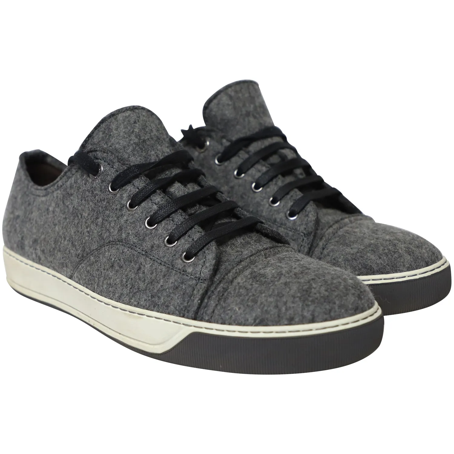 Lanvin DBB1 Felt Low-Top Sneakers in Grey Wool