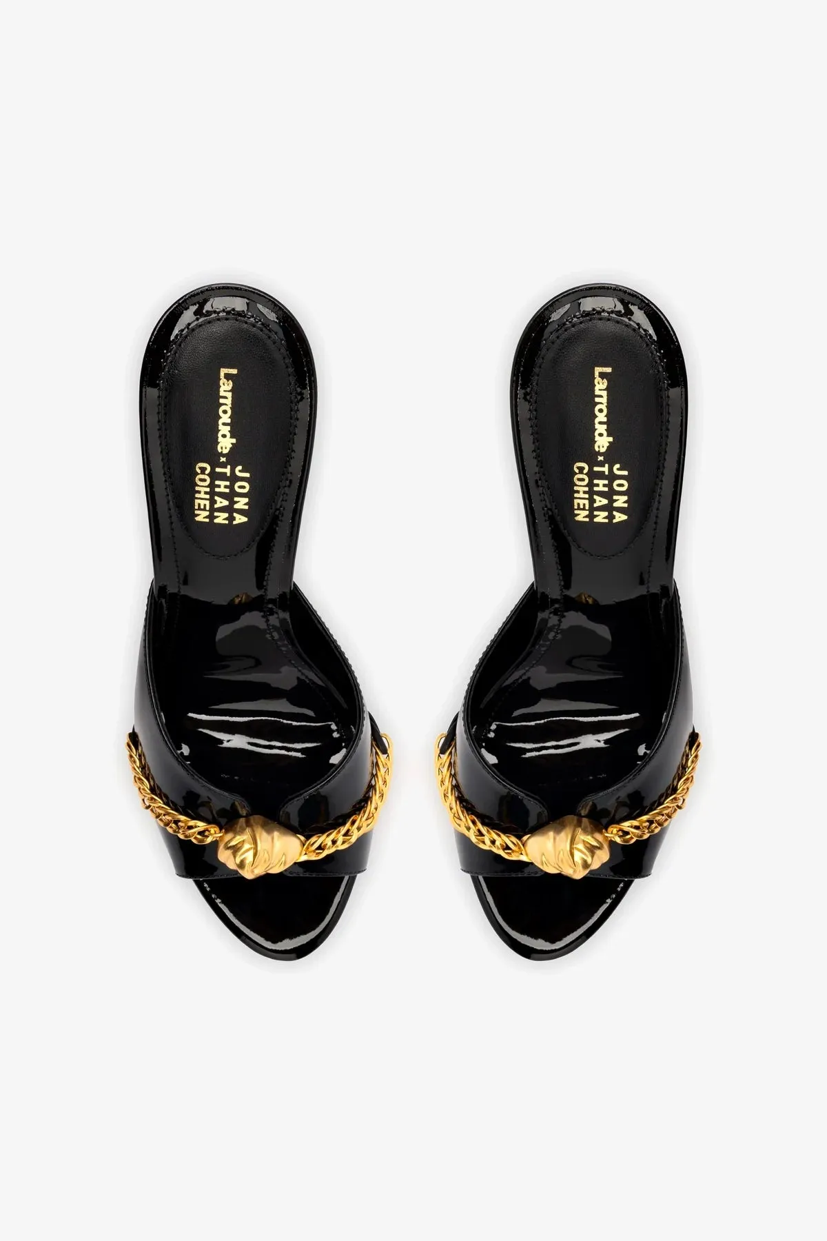 Larroud x Jonathan Cohen Mule In Black Patent Leather
