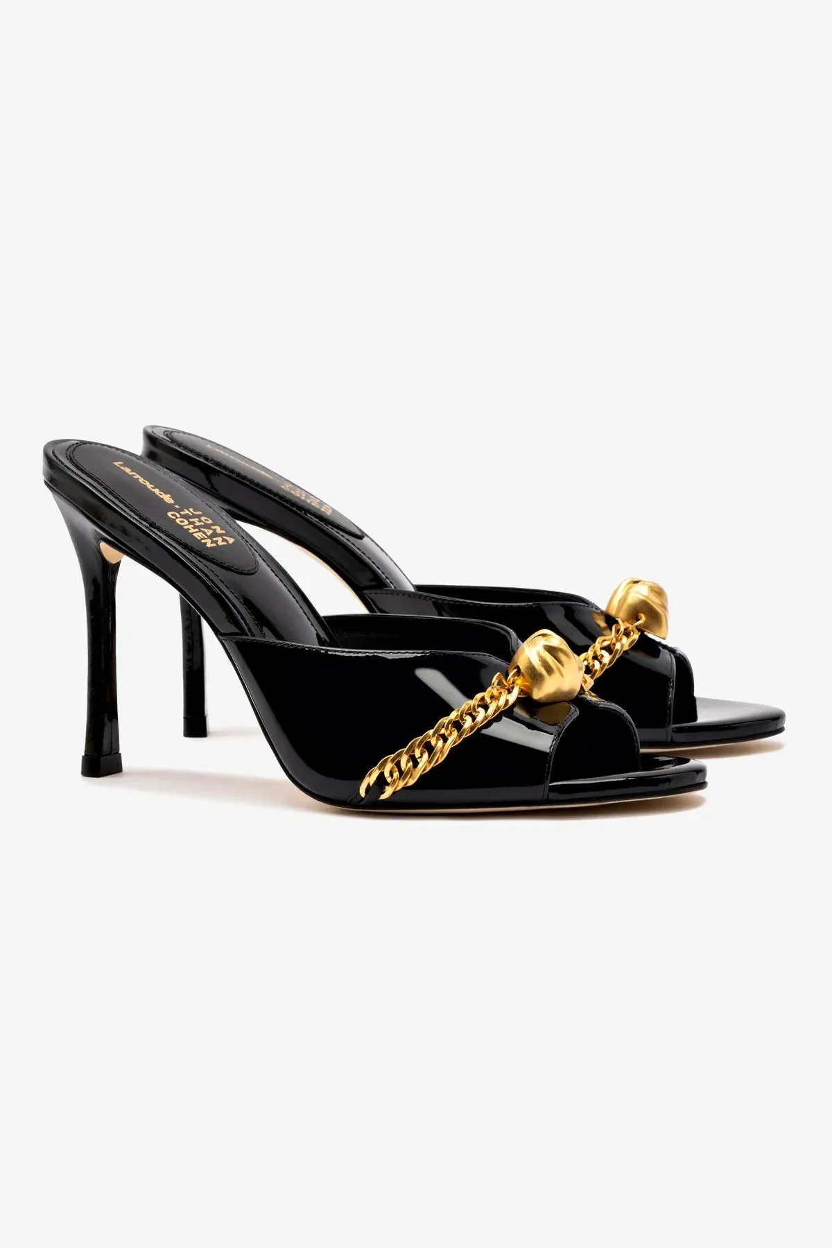 Larroud x Jonathan Cohen Mule In Black Patent Leather