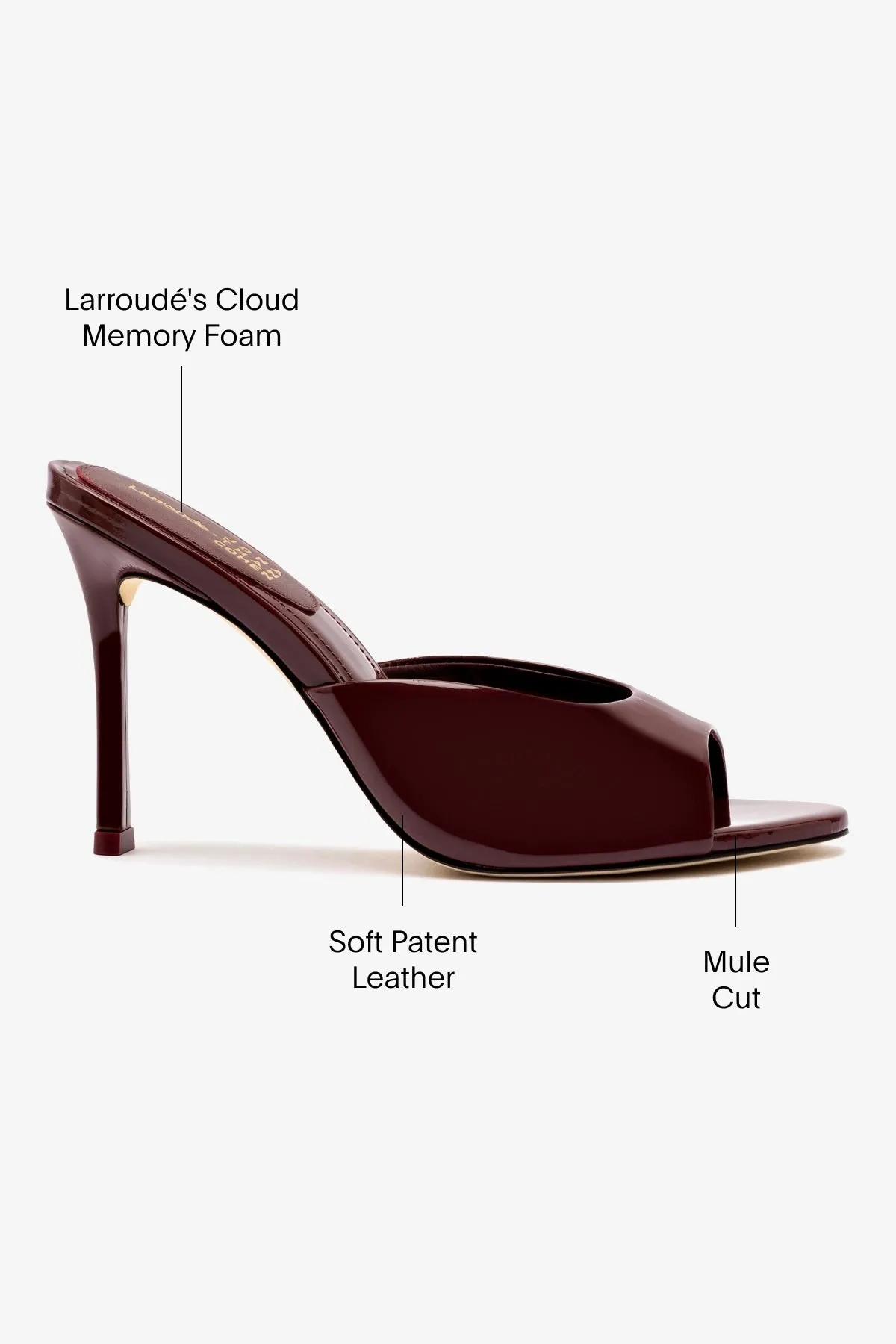 Larroud x Jonathan Cohen Mule In Burgundy Patent Leather