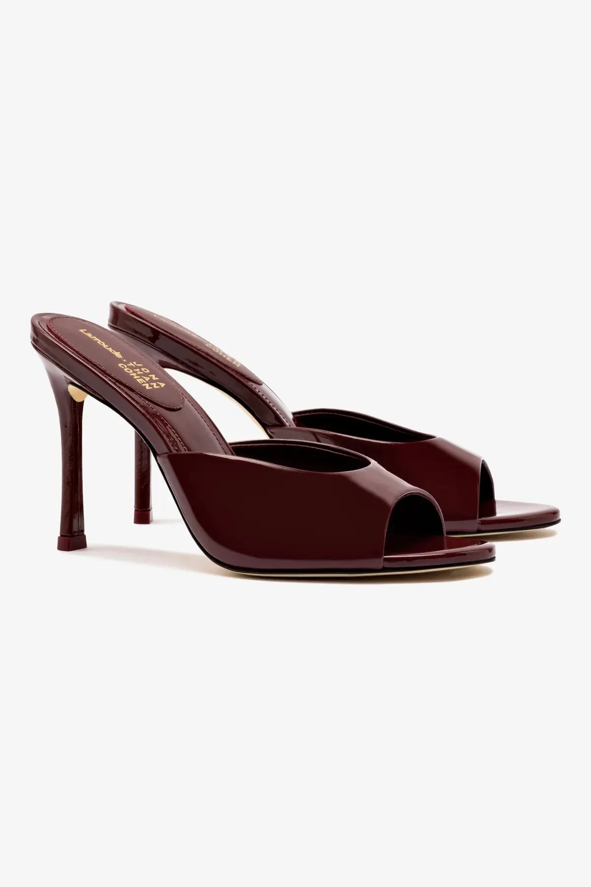 Larroud x Jonathan Cohen Mule In Burgundy Patent Leather