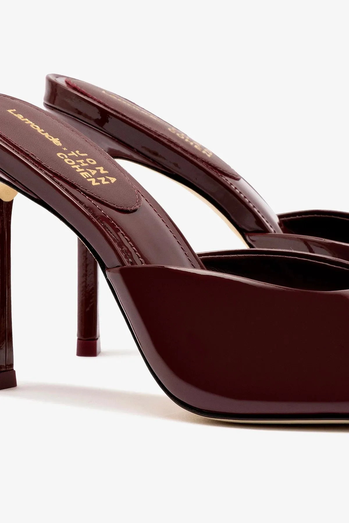 Larroud x Jonathan Cohen Mule In Burgundy Patent Leather