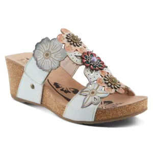 L'Artiste By Spring Step Prettypetals White Multi Leather Sandal (Women's)