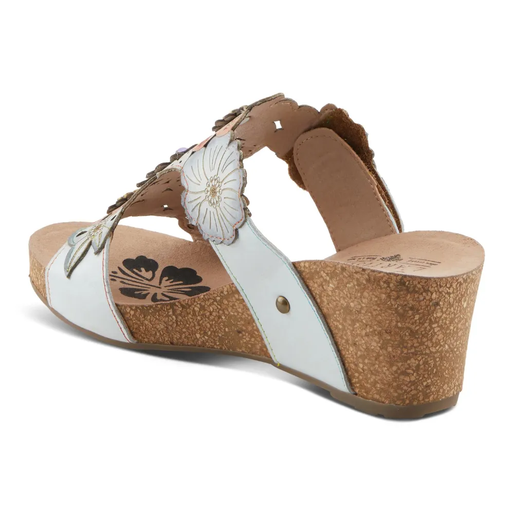 L'Artiste By Spring Step Prettypetals White Multi Leather Sandal (Women's)