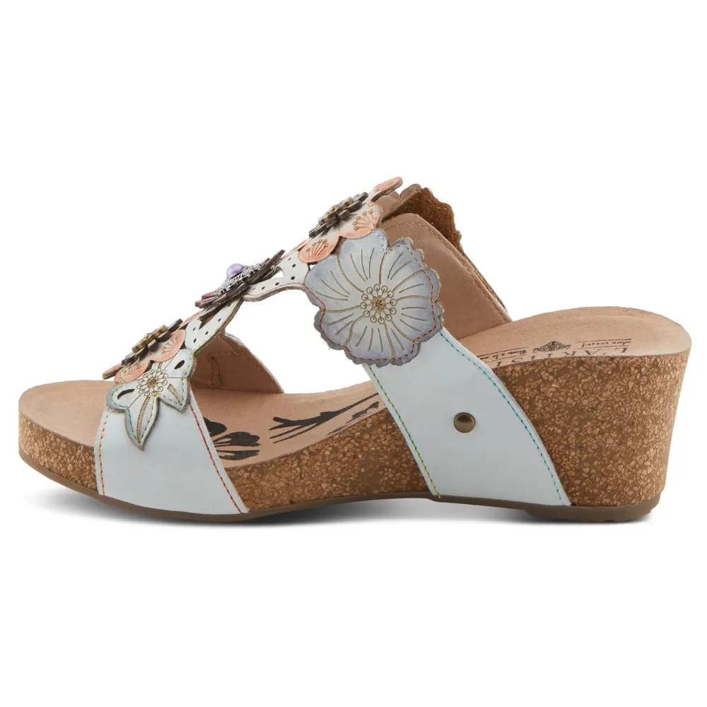 L'Artiste By Spring Step Prettypetals White Multi Leather Sandal (Women's)