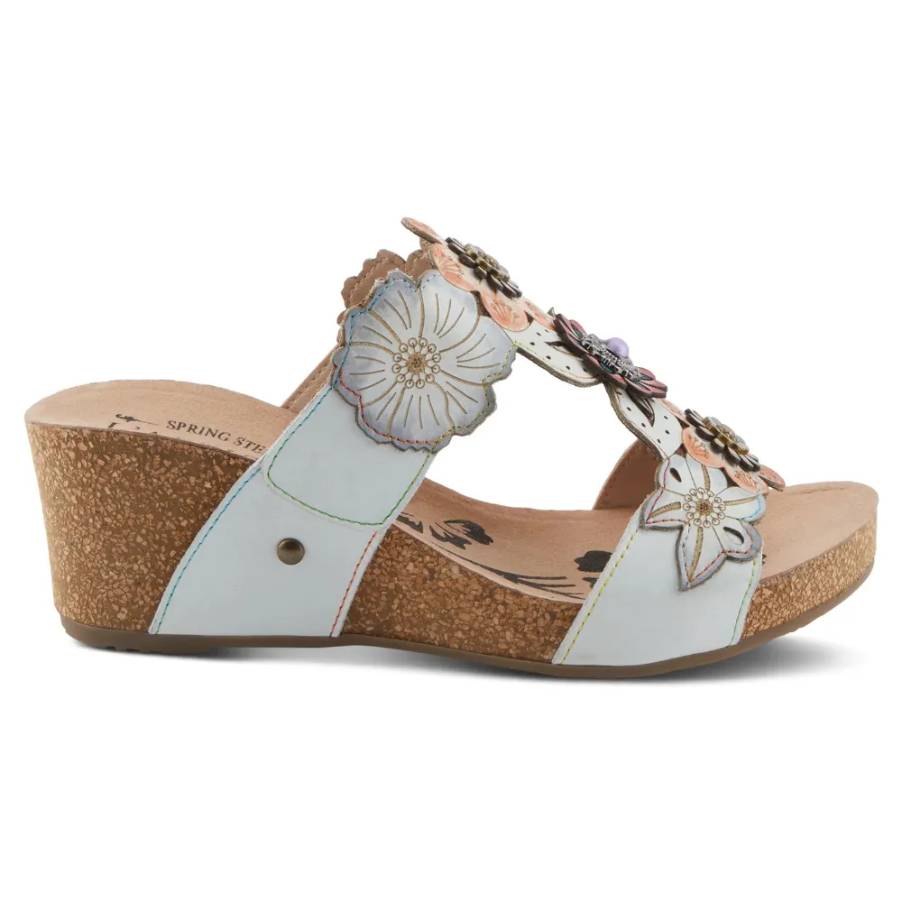 L'Artiste By Spring Step Prettypetals White Multi Leather Sandal (Women's)