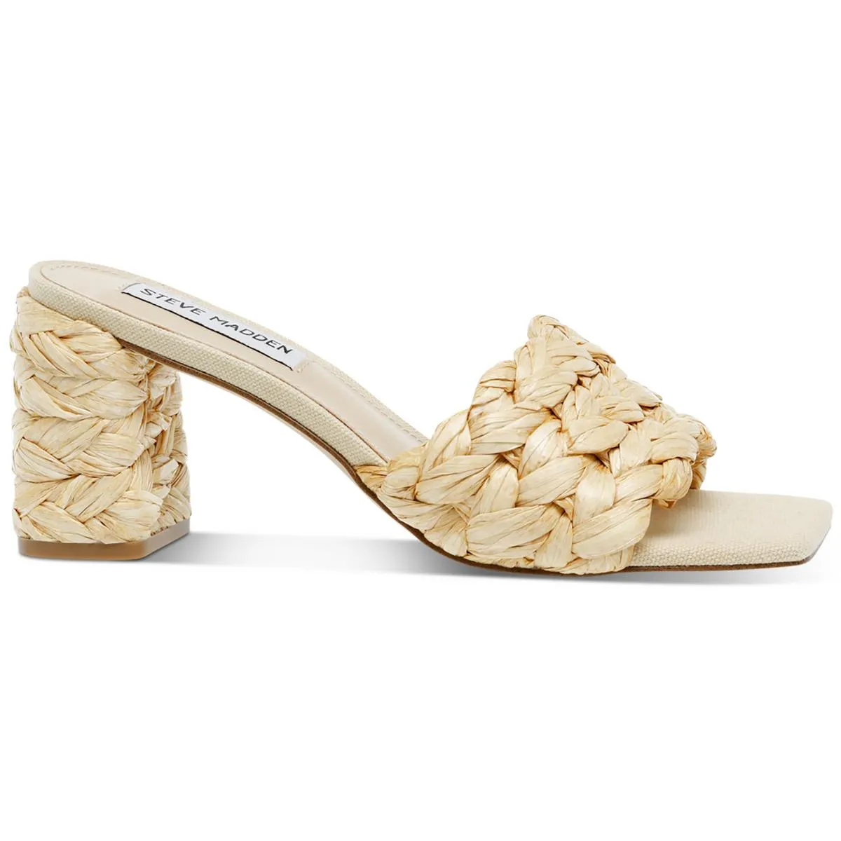 Laveda Womens Raffia Block Heel Slide Sandals