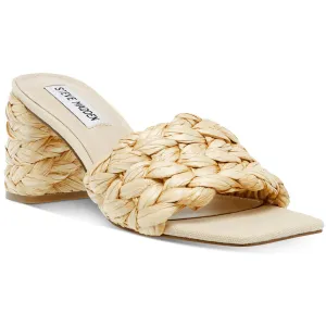 Laveda Womens Raffia Block Heel Slide Sandals