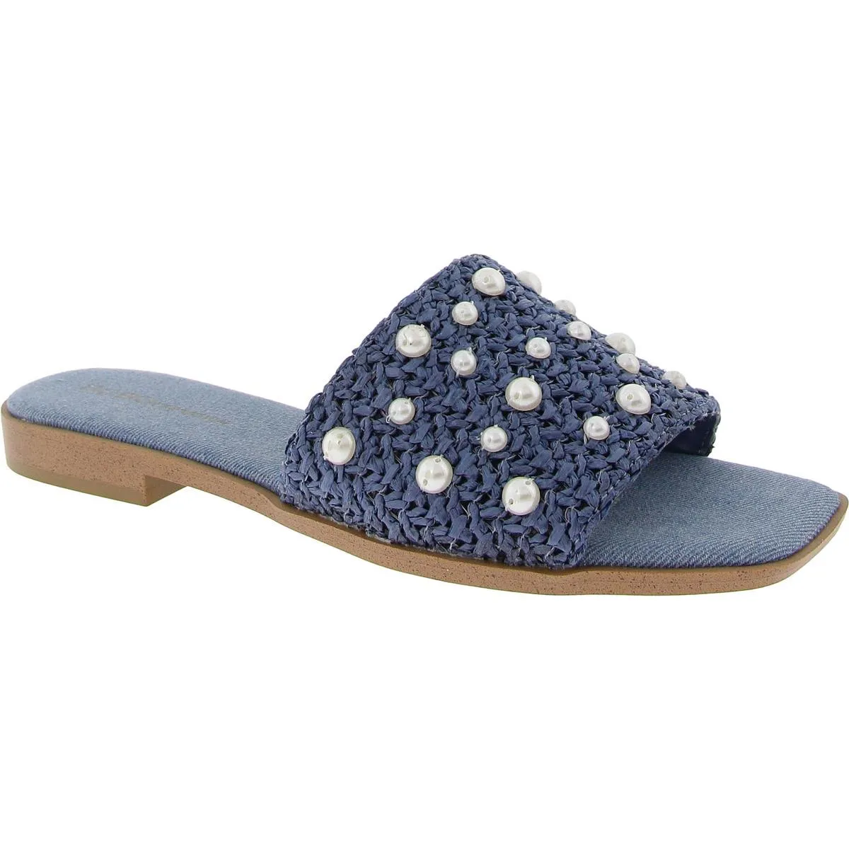Lonnie Womens Faux Leather Woven Slide Sandals