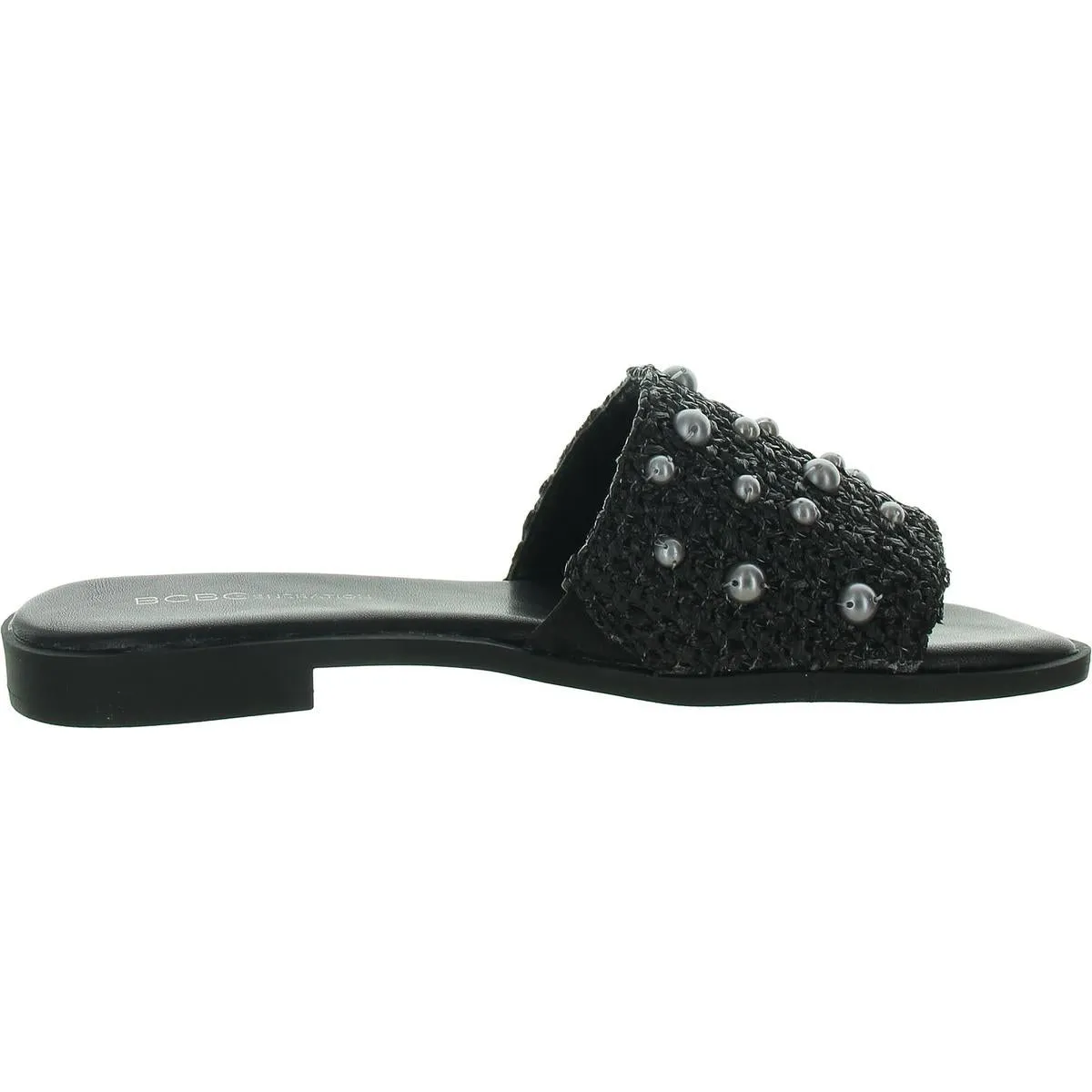 Lonnie Womens Faux Leather Woven Slide Sandals