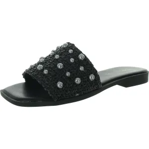 Lonnie Womens Faux Leather Woven Slide Sandals