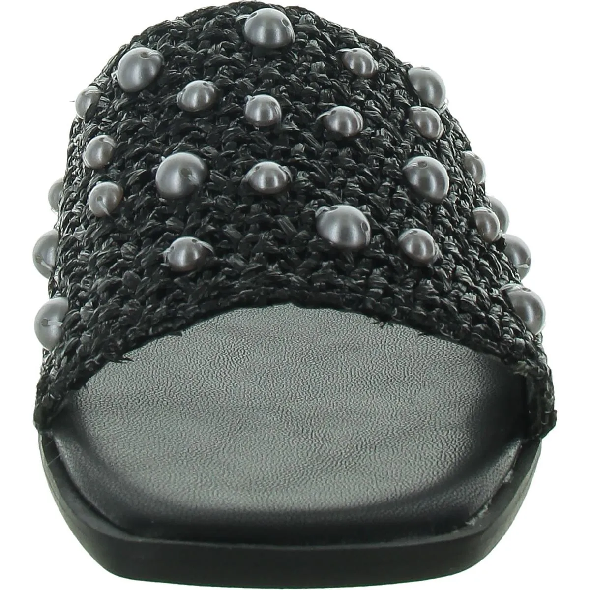 Lonnie Womens Faux Leather Woven Slide Sandals