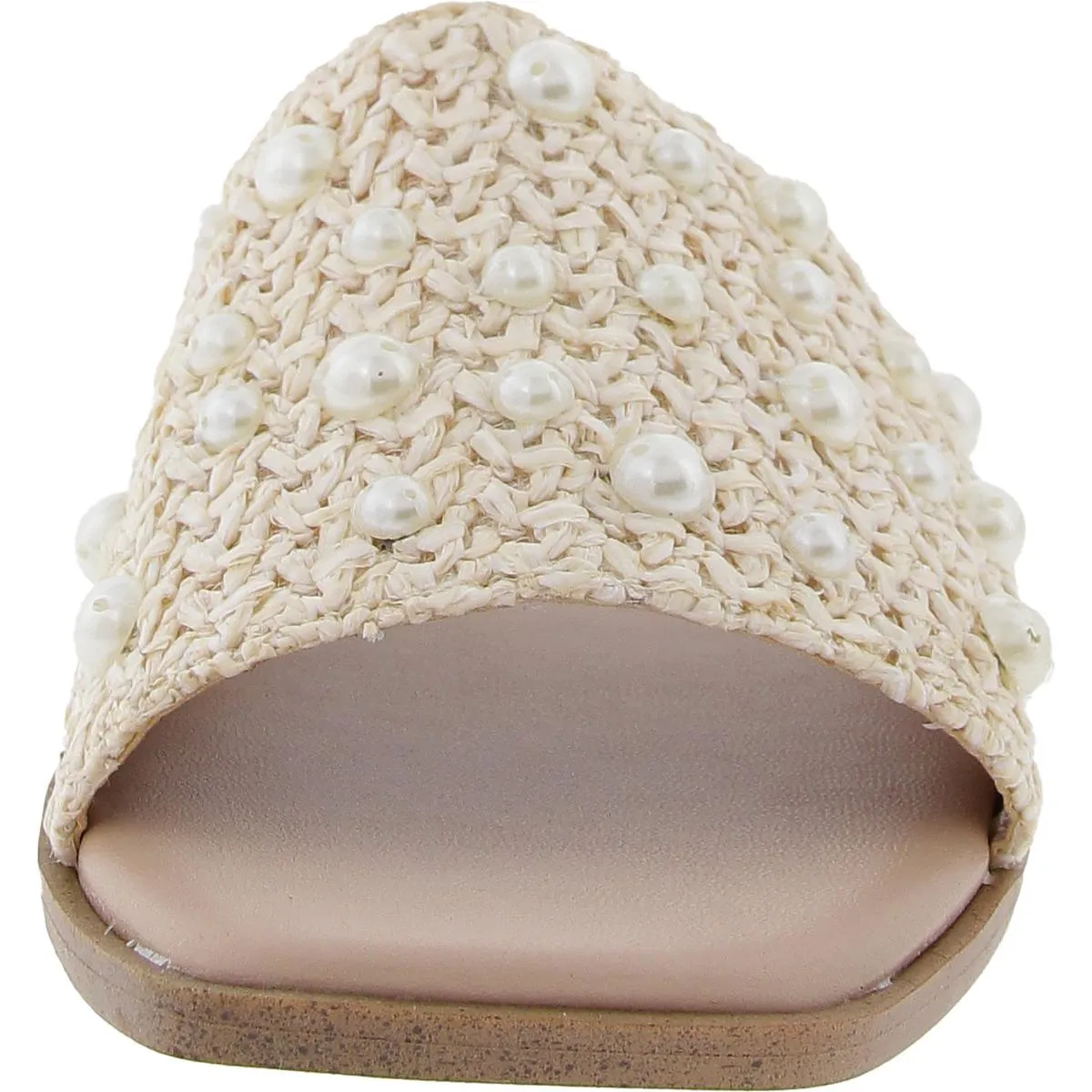 Lonnie Womens Faux Leather Woven Slide Sandals
