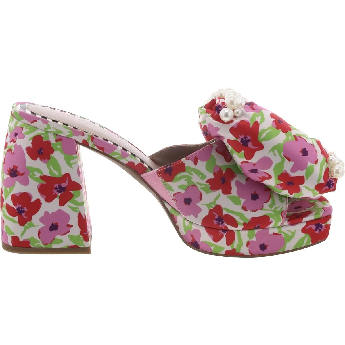 Maccie Womens Satin Floral Print Platform Sandals