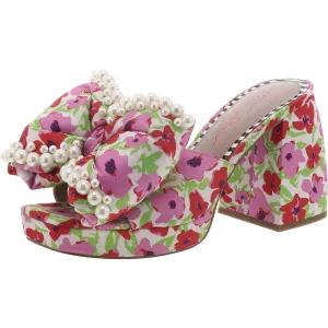 Maccie Womens Satin Floral Print Platform Sandals