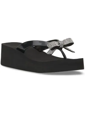 MAGENTAF Womens Slip On Thong Wedge Sandals