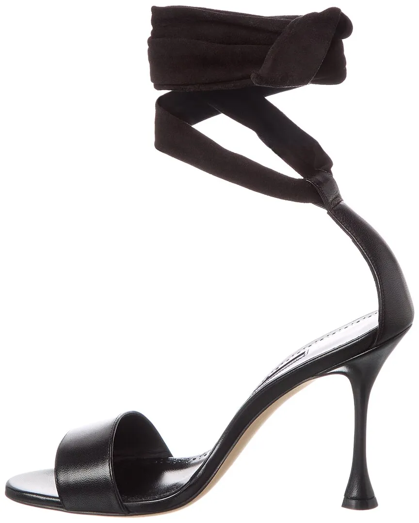 Manolo Blahnik Chastana 100 Suede & Leather Sandal