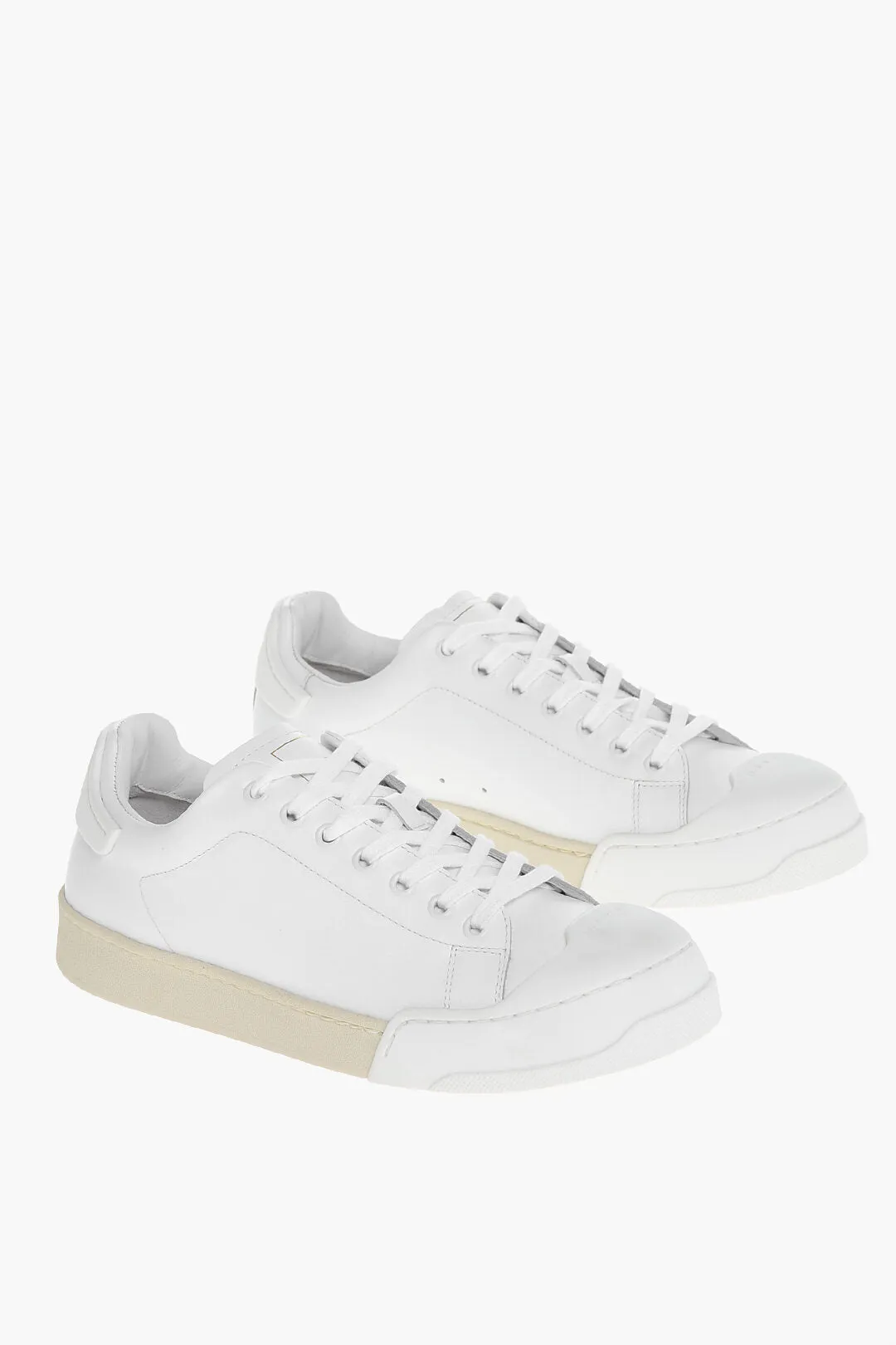 Marni Monochrome Leather Sneakers With Rubber Toe